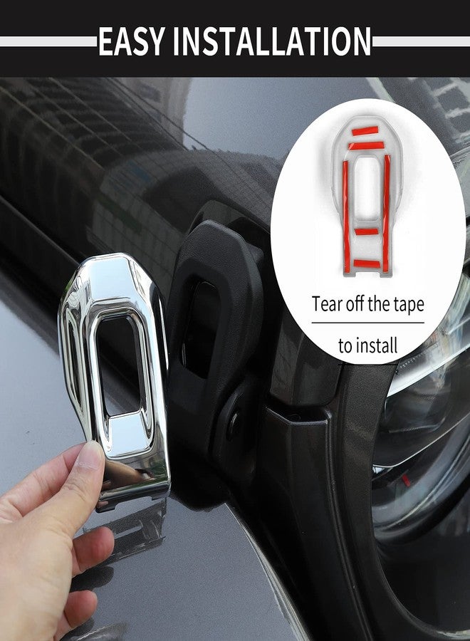 Voodonala for Jeep JL ABS Hood Latches Engine Buckle Bonnet Fastener Engine Cover Decor Trim Protction Cover for 2018-2025+ Jeep Wrangler JL JLU Gladiator JT Exterior Accessorie ABS Chrome 2pcs - Image 4